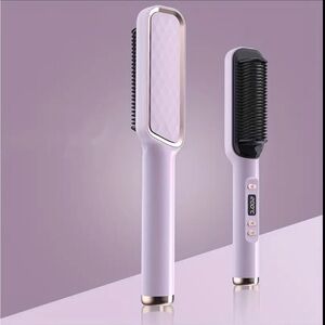 Purple 2 In 1 Curling Iron Electric Hot Comb Multifunctional Straightner